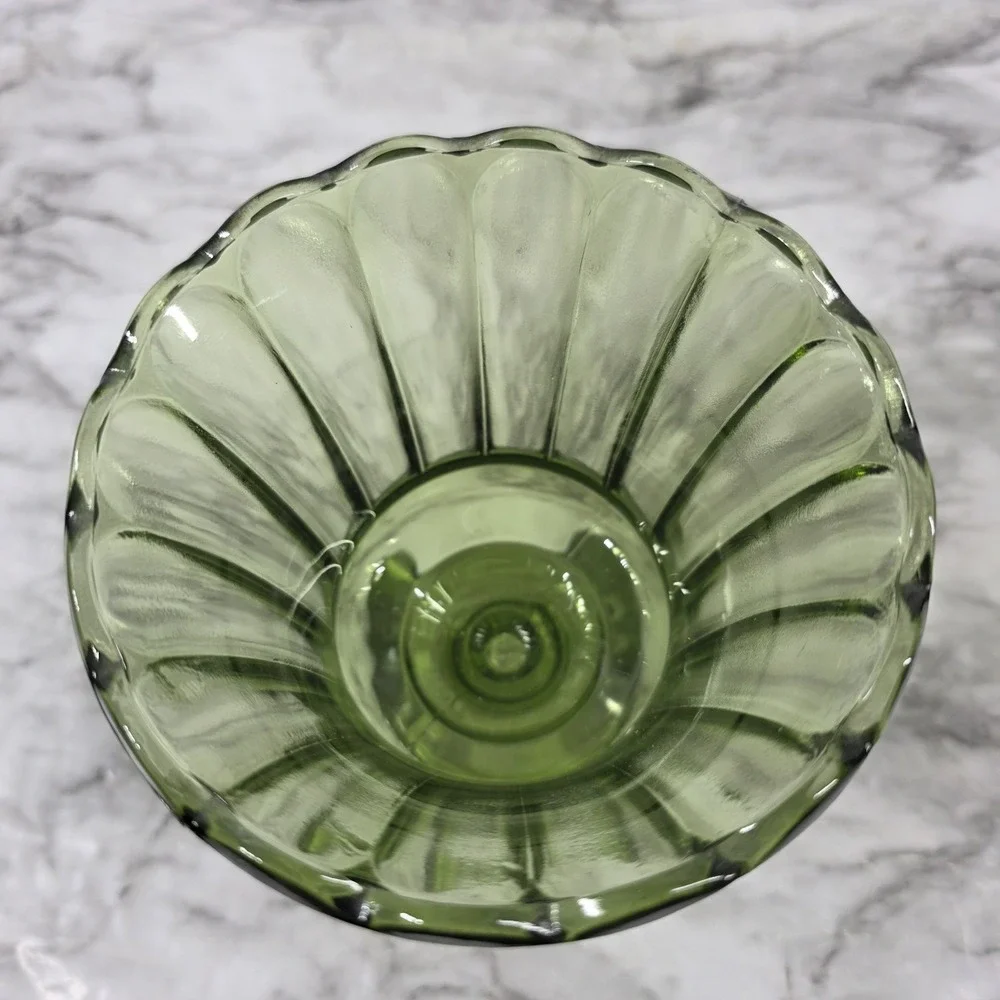 Vintage Green Indiana Glass Vase 6
